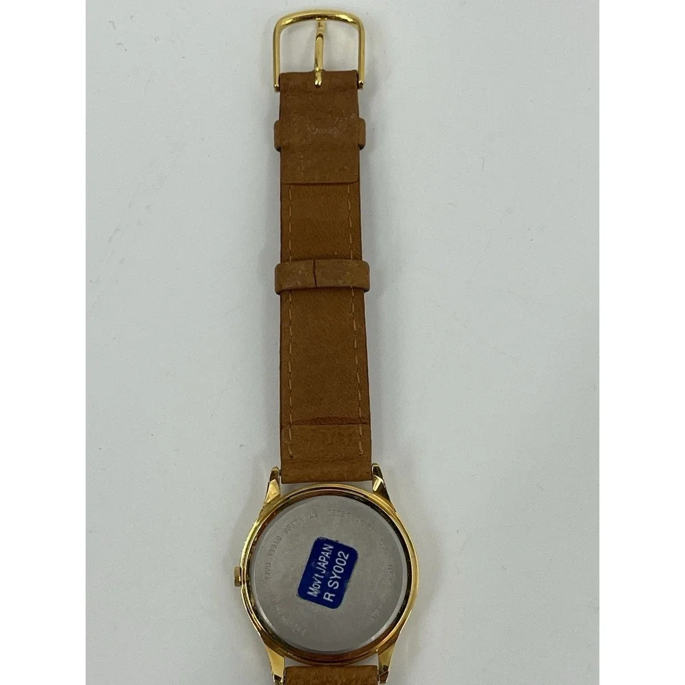 Lorus V516-6A00 Backwards Disney Goofy Leather Quartz Analog Watch Needs Battery